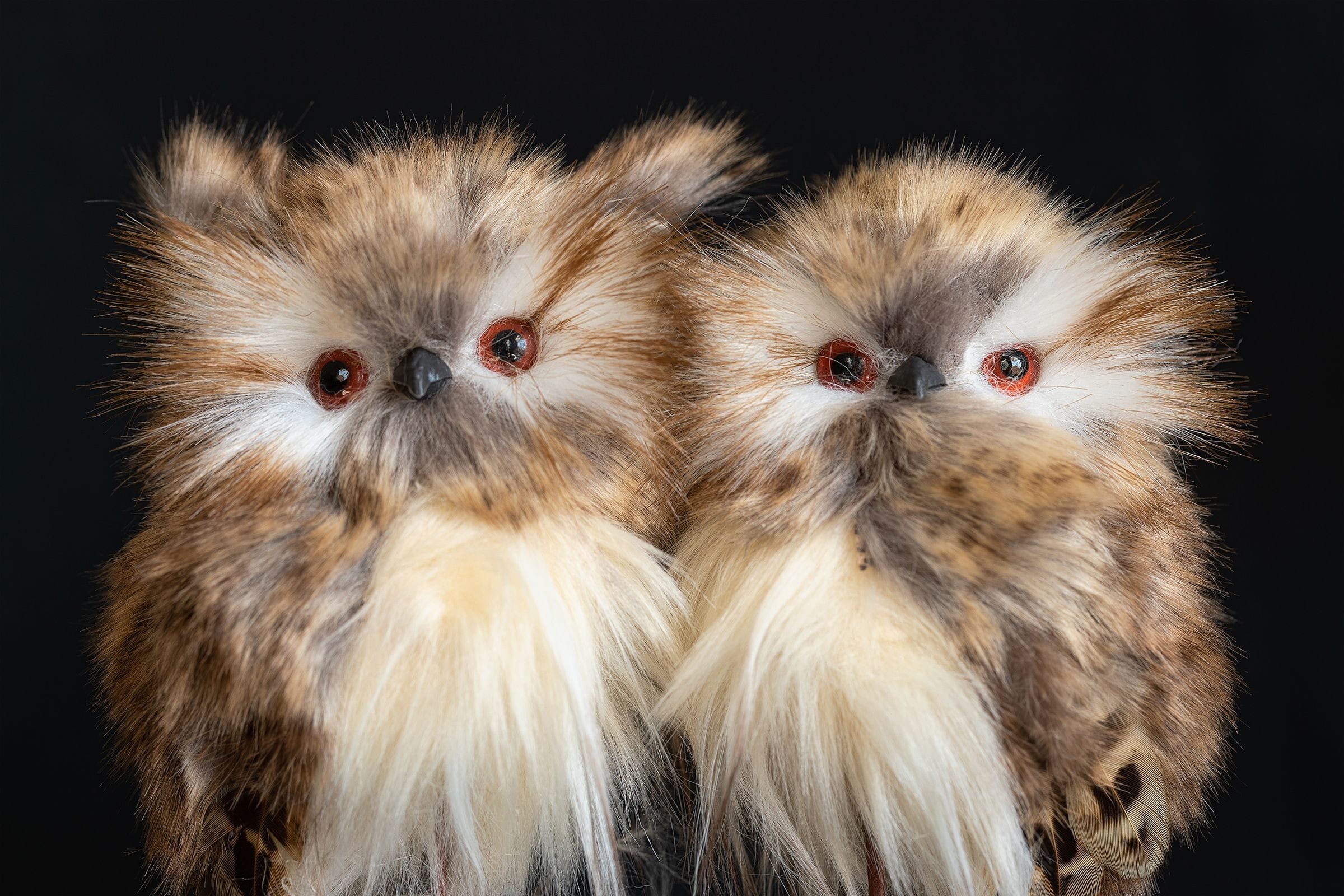 Minature handmade owl dolls about 5 inches tall. Really nice detail. Raises the question: Which one is male or female? 19 May 2019